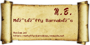 Mátéffy Barnabás névjegykártya